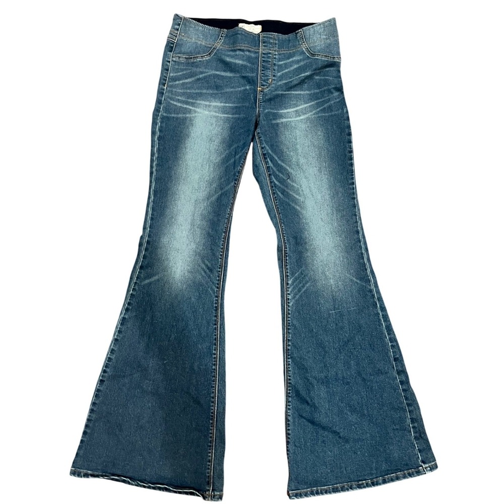 Free People Flare Jeans Womens Blue Pull On Bell Bottom Denim Size 31